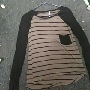 Brown black striped teen shirt